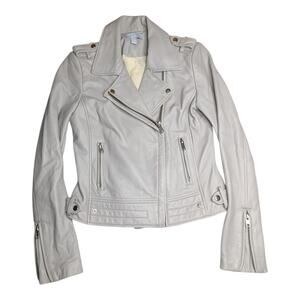Dylan Gray Women's Dove Gray Genuine Leather Full Zip Moto Biker Jacket S
